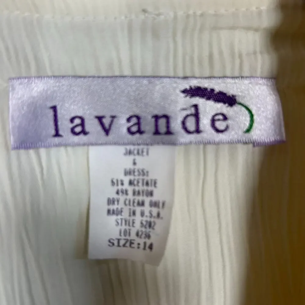 Vintage Lavende Womens Midi Dress & Jacket Size 14 Cottagecore Modest Crinkle - Picture 5 of 9